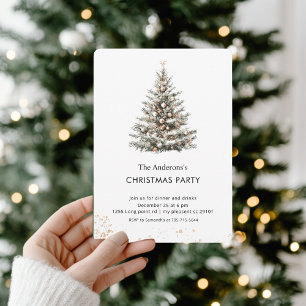 Elegant Watercolor Christmas Tree Party Invitation