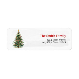 Elegant Watercolor Christmas Tree Return Address Label