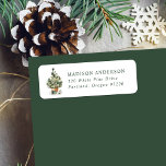 Elegant Watercolor Christmas Tree Return Address Label<br><div class="desc">Elegant holiday return address labels featuring a festive watercolor Christmas tree adorned with glass ornaments and surrounded by wrapped presents. Personalise the watercolor Christmas tree address labels with your name and return address in green lettering. These beautiful Christmas tree address labels are perfect to pair with your holiday greeting cards,...</div>