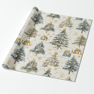 Elegant Watercolor Christmas Trees  Wrapping Paper