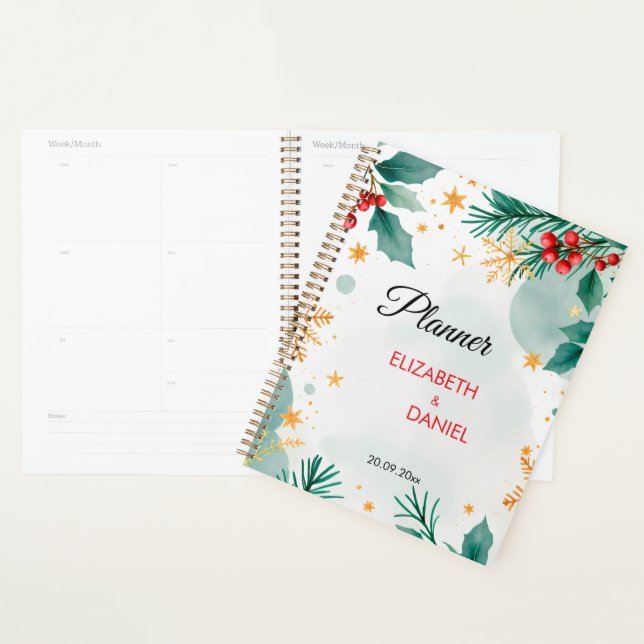 Elegant Watercolor Christmas Wedding  Planner (Display)