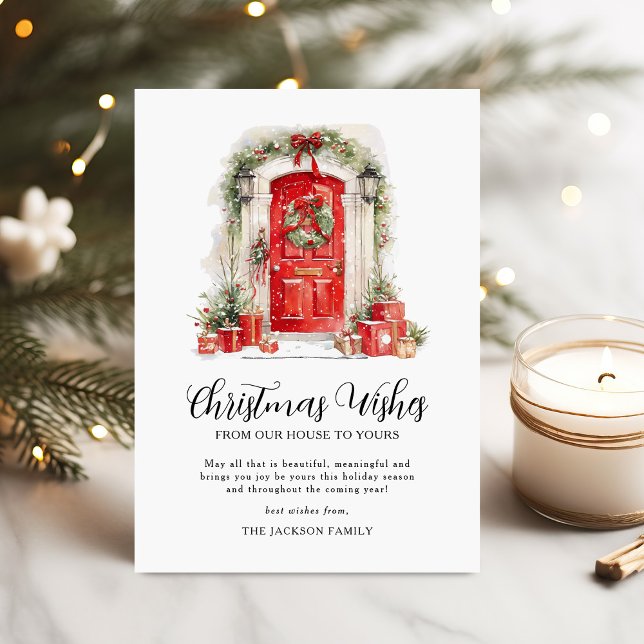 Elegant Watercolor Christmas Wishes Holiday Card (Creator Uploaded)