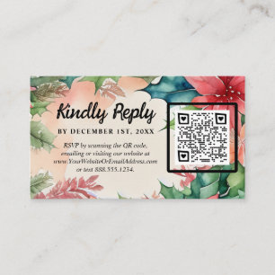 Elegant Watercolor Christmas Wreath Wedding Enclosure Card