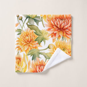 Elegant Watercolor Chrysanthemum Wash Cloth