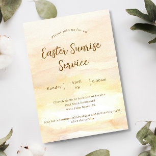 Elegant Watercolor Church Easter Sunrise Service Invitation