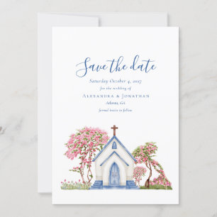 Elegant Watercolor Church Wedding Save the Date  Invitation