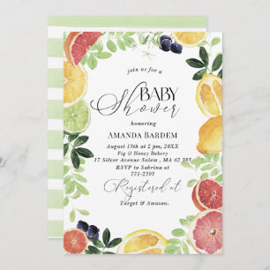 Elegant Watercolor Citrus baby shower Invitation