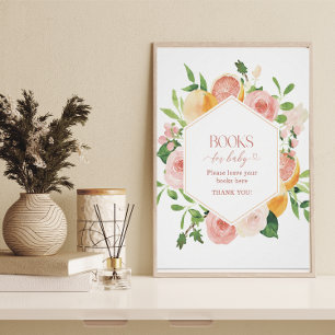 Elegant Watercolor Citrus Pink Flowers baby showe Poster