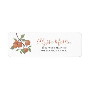 Elegant watercolor citrus stem/oranges design return address label