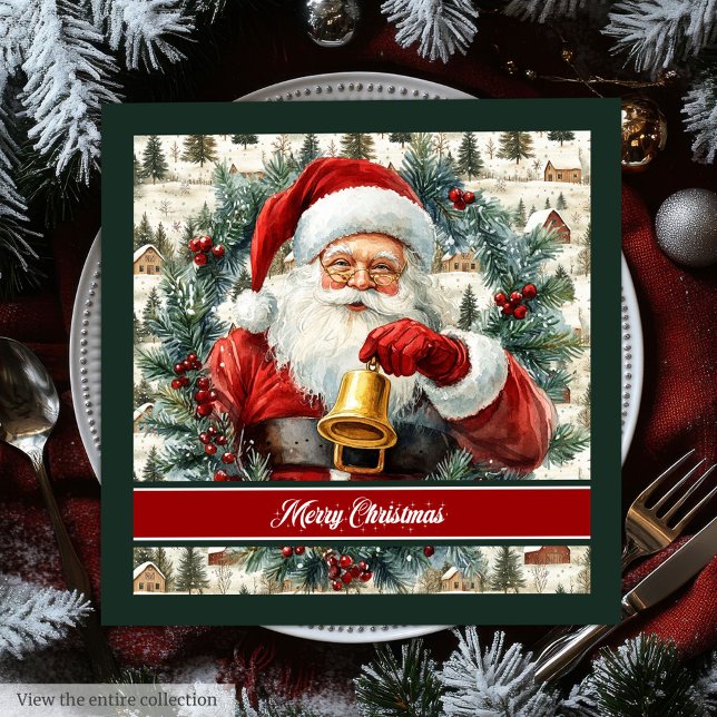 Elegant Watercolor Classic Santa Party Napkins (Elegant Watercolor Classic Santa Party Napkins)