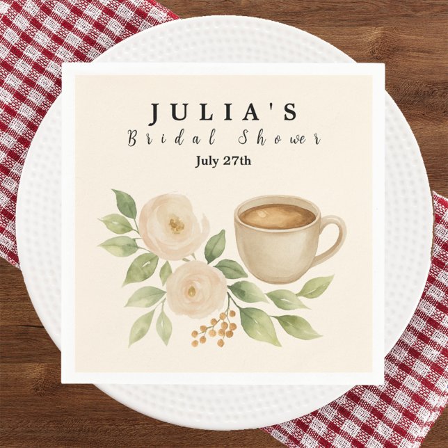 Elegant Watercolor Coffee Bridal Shower  Napkin (Creator Uploaded)