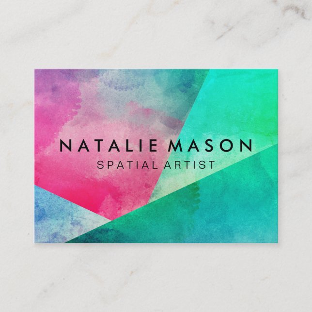 Elegant Watercolor Colour Blocks Business Card (Front)