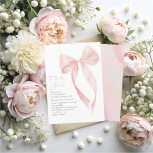 Elegant Watercolor Coquette Pink Bow Girl Baby Sh Invitation
