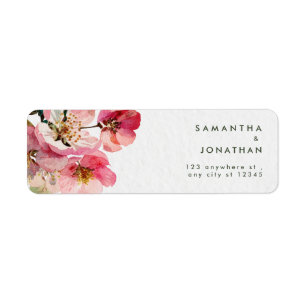 Elegant Watercolor Coral Pink floral Return Address Label