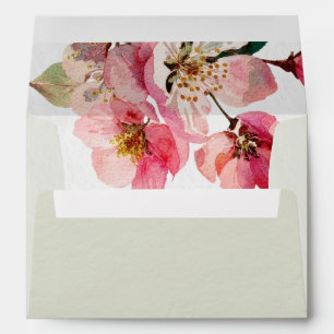 Elegant Watercolor Coral Pink Floral wedding Envelope