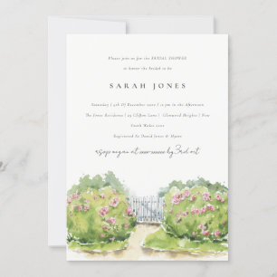 Elegant Watercolor Cottage Garden Bridal Shower Invitation