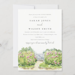 Elegant Watercolor Cottage Garden Couples Shower Invitation