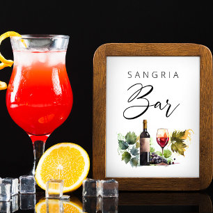 Elegant Watercolor Country Sangria Bar Sign