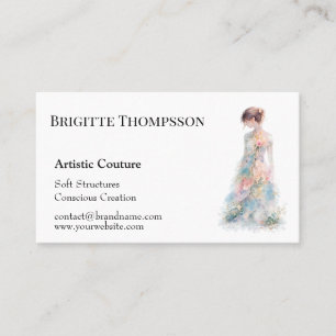 Elegant Watercolor Couture Bridal Fashion Designer Business Card