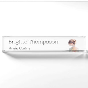 Elegant Watercolor Couture Bridal Fashion Designer Nameplate