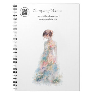 Elegant Watercolor Couture Bridal Fashion Designer Notebook