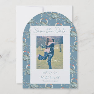 Elegant Watercolor Crab Wedding Save the Date Invitation