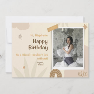 Elegant Watercolor Custom Photo Happy Birthday Holiday Card