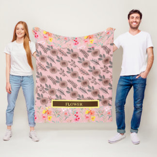 Elegant  Watercolor Customise Flower  Fleece Blanket