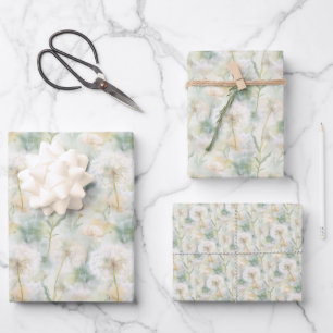 Elegant Watercolor Dandelions Wrapping Paper Sheet