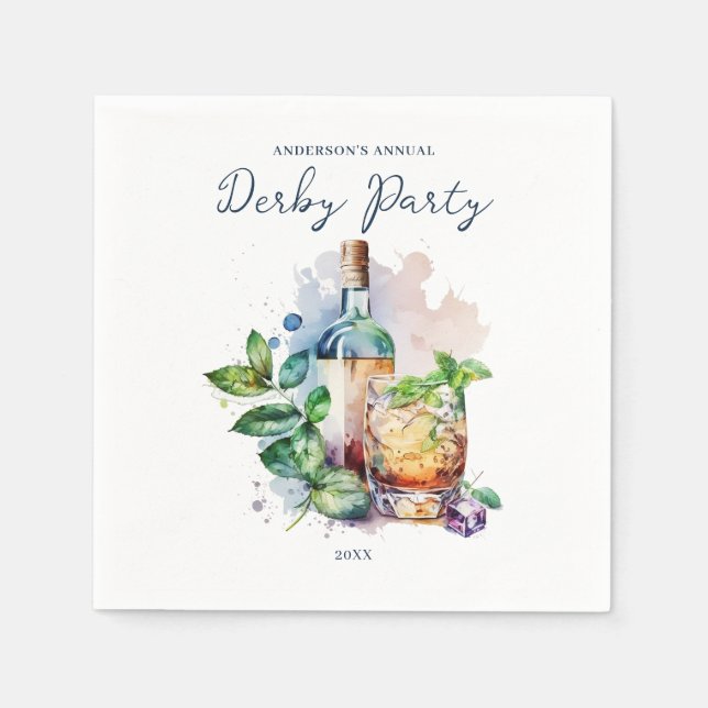 Elegant Watercolor Derby Party  Napkin (Front)