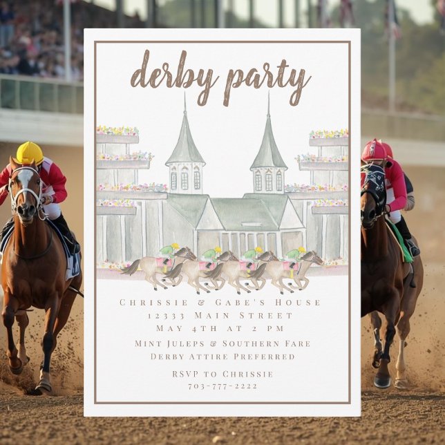 Elegant Watercolor Derby Party Racing Horses  Invitation (Creator Uploaded)