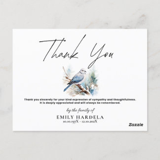Elegant Watercolor Dove Funeral Thank You Card