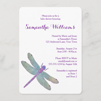Elegant  Watercolor Dragonfly Baby Shower Invitation