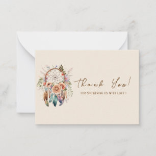 Elegant Watercolor dream catcher andFlat Note Card