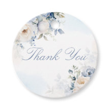 Elegant Watercolor Dusty Blue Floral Thank You