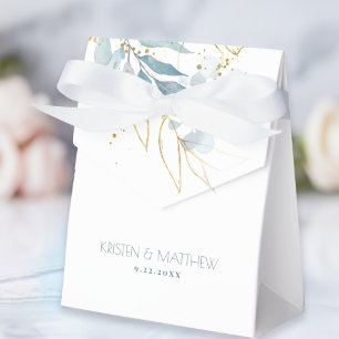 Elegant Watercolor Dusty Blue Wedding Favour Box