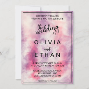 Elegant Watercolor Dusty Rose Abstract Wedding Invitation