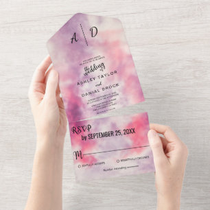 Elegant Watercolor dusty rose pink chic Wedding Al All In One Invitation