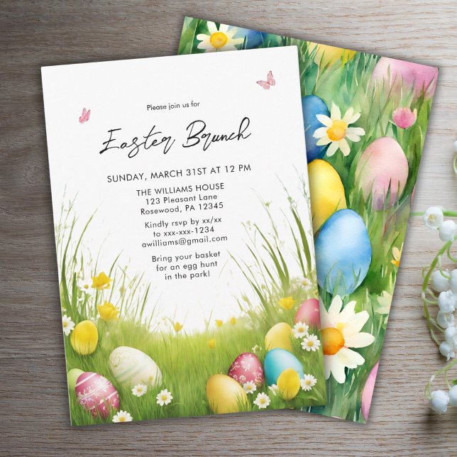 Elegant Watercolor Easter Brunch Invitation (Creator Uploaded)