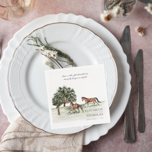 Elegant Watercolor Equestrian Wedding Napkin