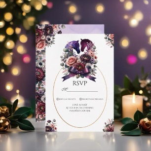 Elegant Watercolor Equestrian Wedding RSVP Card