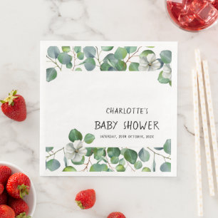 Elegant Watercolor Eucalyptus Baby Shower Napkin