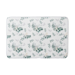 Elegant watercolor eucalyptus bath mat