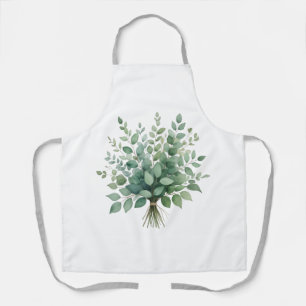 Elegant Watercolor Eucalyptus Bouquet Apron