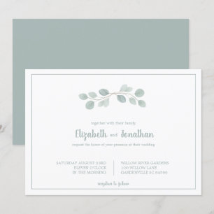 Elegant Watercolor Eucalyptus Branch Wedding Invitation