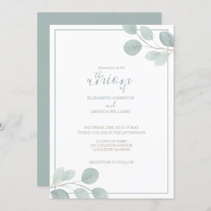Elegant Watercolor Eucalyptus Branch Wedding Invitation