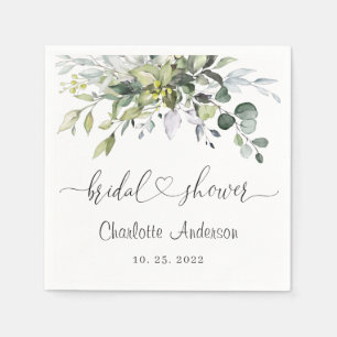 Elegant Watercolor Eucalyptus Bridal Shower Paper Napkin