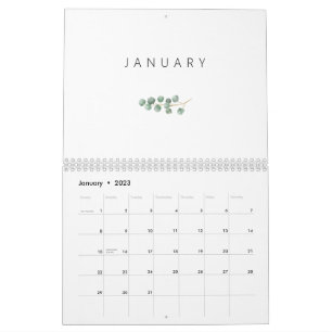Elegant Watercolor Eucalyptus Calendar