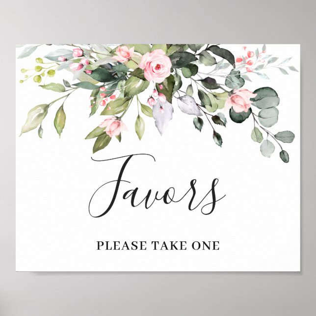 Elegant Watercolor Eucalyptus Favours Wedding Sign (Front)