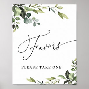 Elegant Watercolor Eucalyptus Favours Wedding Sign